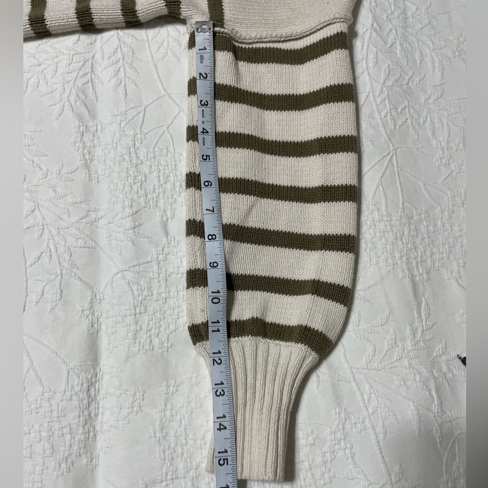 Madewell Conway Pullover Sweater Cream With Green Stripes Size XS - Picture 10 of 13